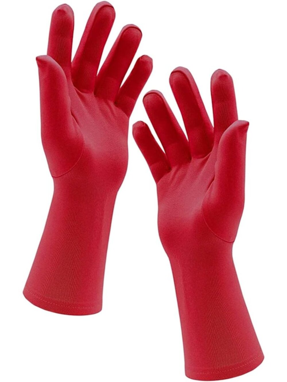 Men's and Women's Red Stretchy Length Banquet Spandex Short Party Gloves